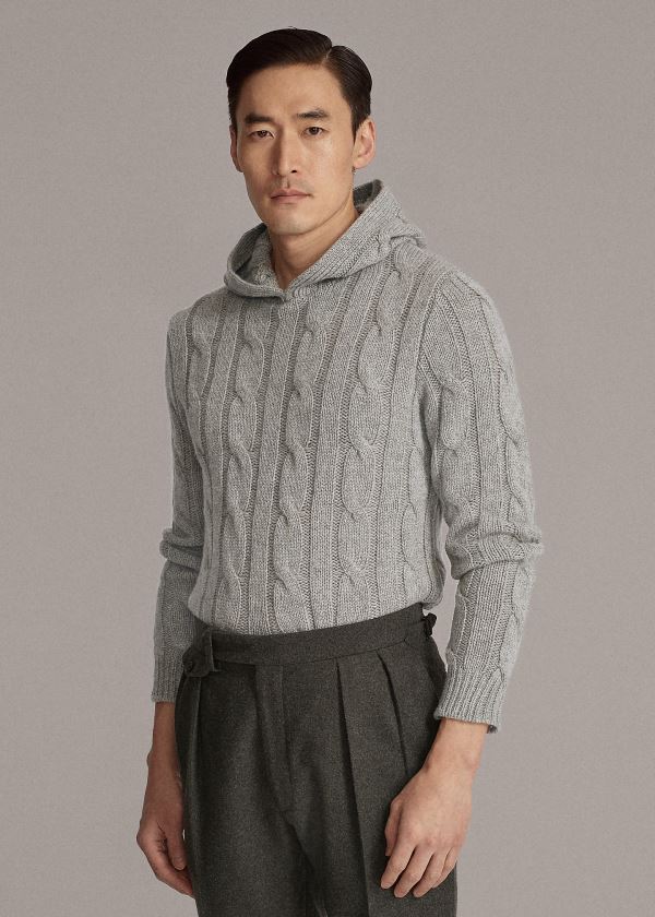 Ralph Lauren Cable-Knit Cashmere Hættetrøje Herre Danmark (MJSFL8302)